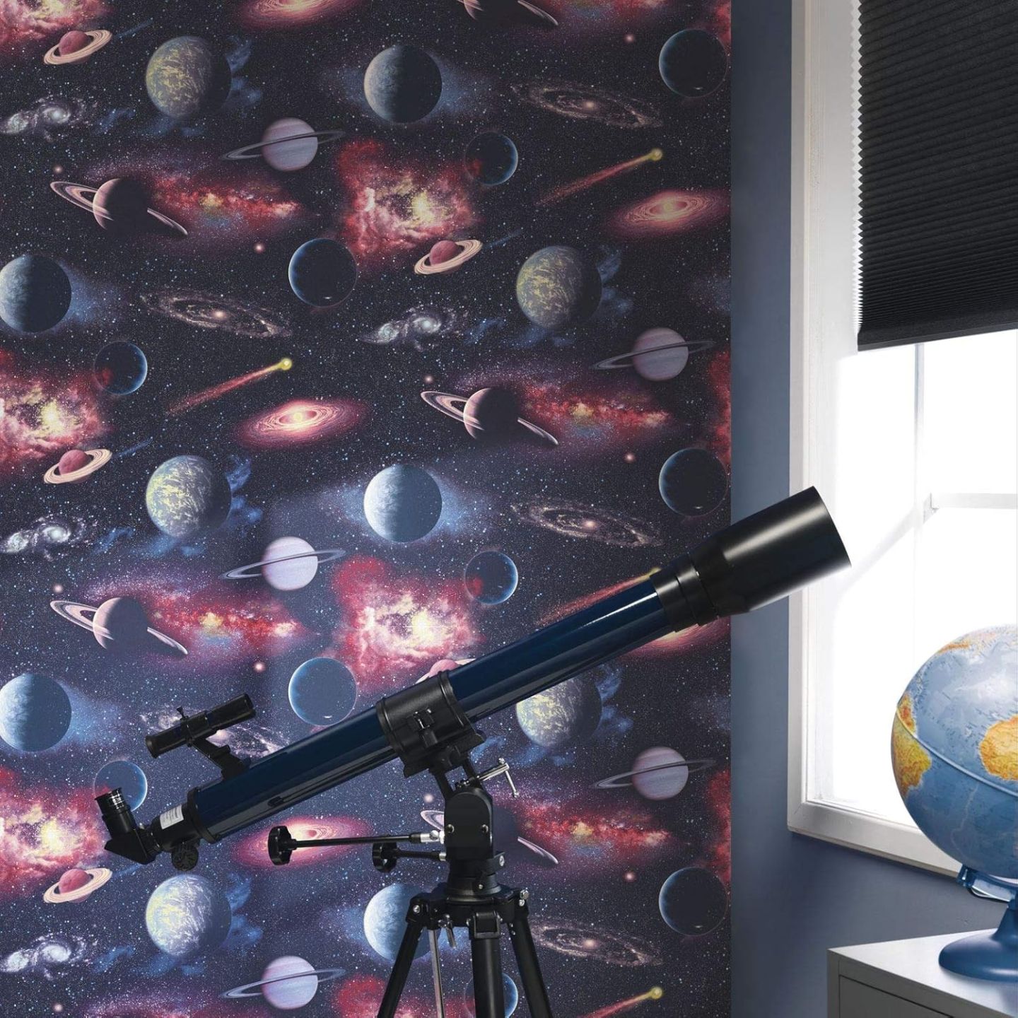 Rasch 815429 Vliestapete Weltraum Planeten Blau Kindertapete für Kinderzimmer